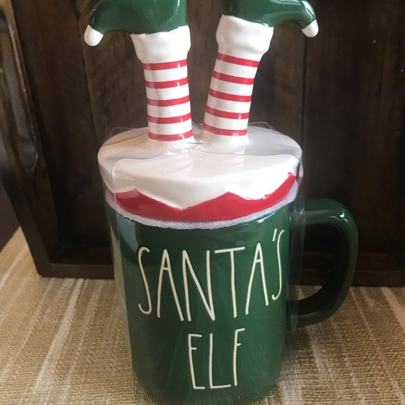 Rae Dunn SANTA’S ELF MUG WITH TOPPER - Picture 1 of 4